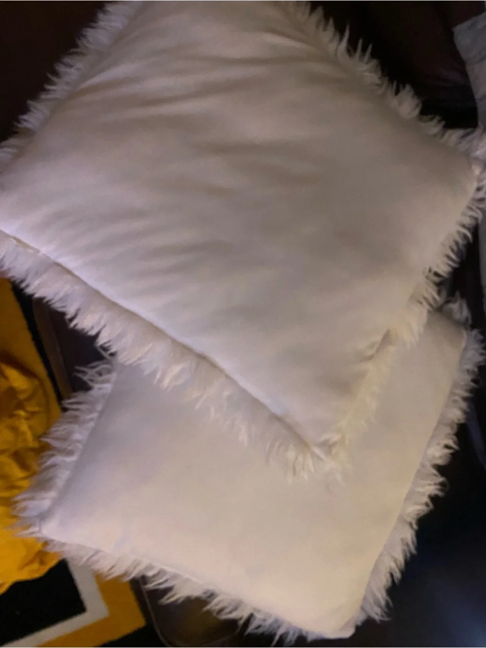 Plush Faux Fur Accent Pillow - White